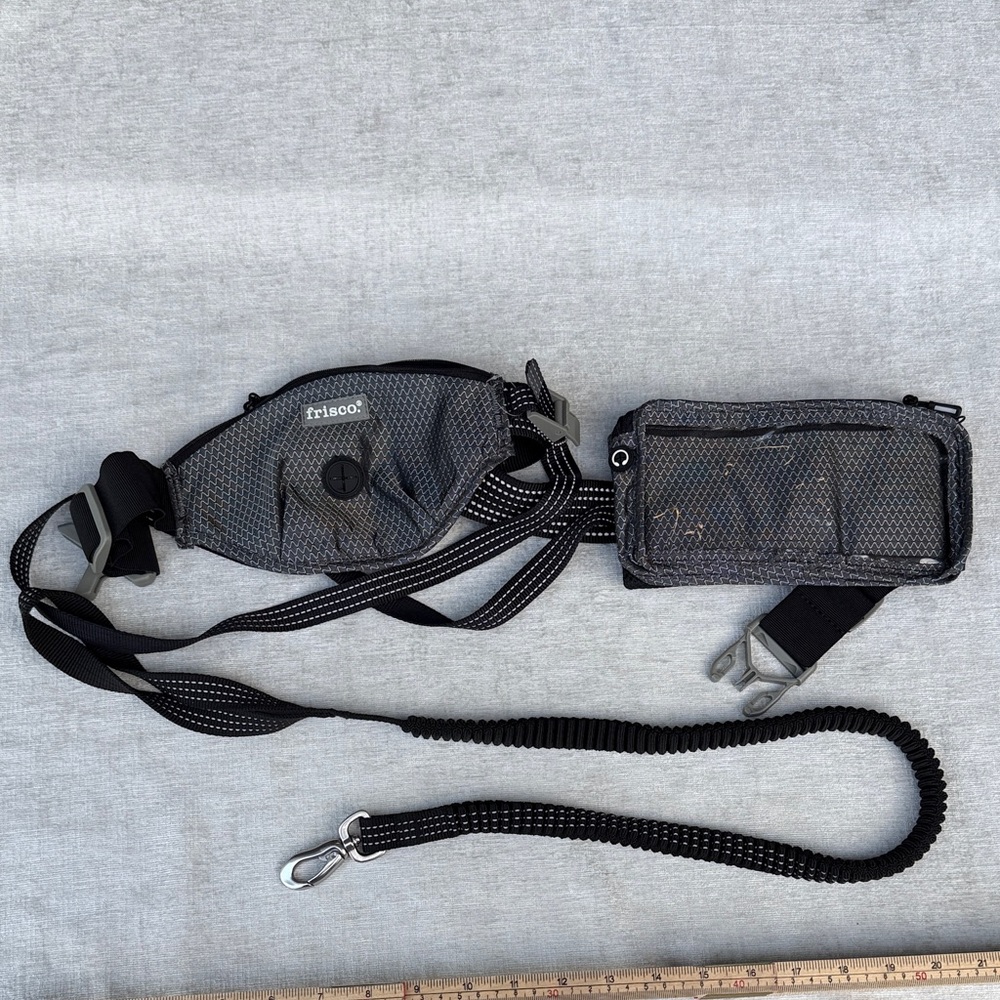 Frisco Black and Gray Pet Belt Bag With Leash Hands-Free Walking System